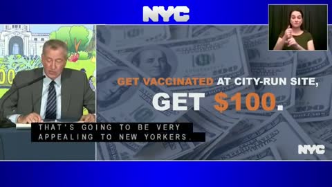 De Blasio offers cash "incentive" for Covid-19 vaccinees.