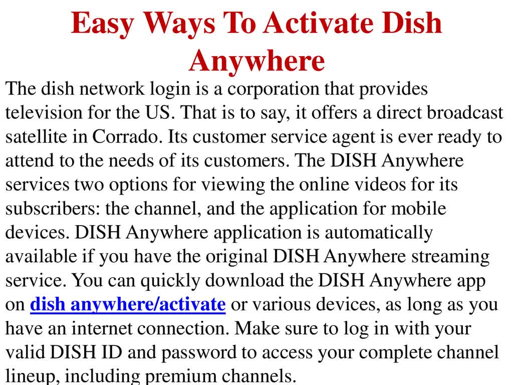 Easy Ways To Activate Dish Anywhere