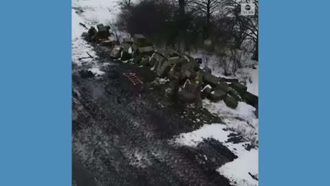 Drone footage shows destroyed Russian vehicles