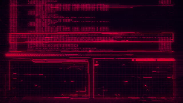 Abstract Red Looping Display Background with Data and Screen Distortion