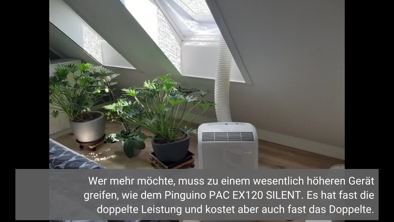 De'longhi pinguino pac n82, mobile klimaanlage für räume bis zu 80 m³, 9.400 btu/h, 2,4 kw, 63 db