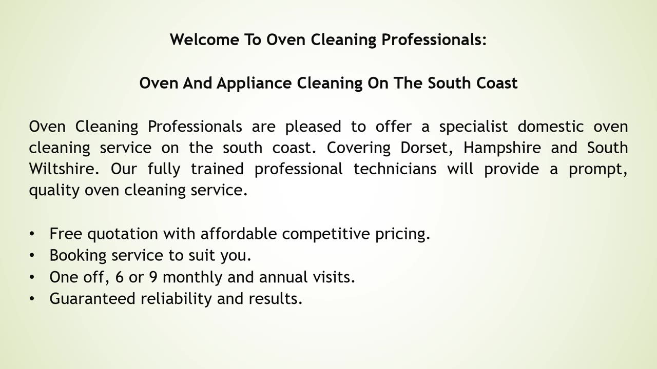 Oven Cleaning Company in Poole