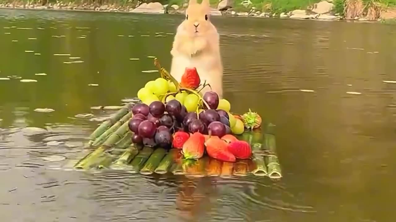 playful animals | Floating rabbit