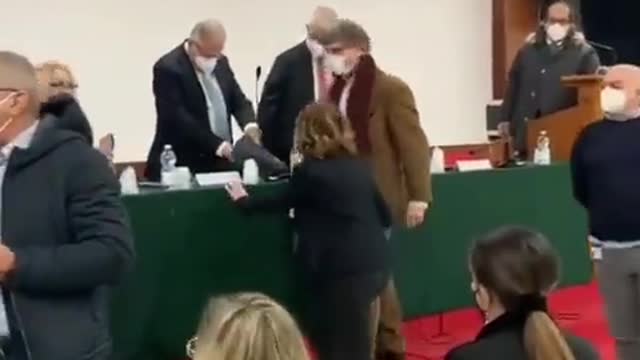 Rome Italy doctors and nurses decline giving out the covid-19 vaccine. We can't be bought