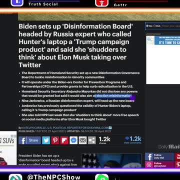 Biden Forms A Ministry of Truth Just Like Hitler Did