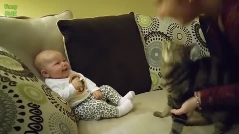 Funny Babies Laughing Hysterically at Cats Compilation (2022)