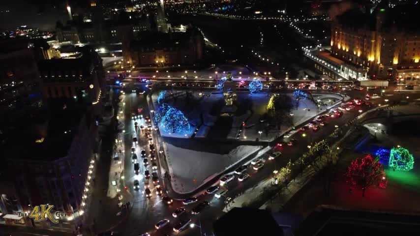 Canada Fredom Convoy 2022 - Ottawa Drone View 28.01.2022