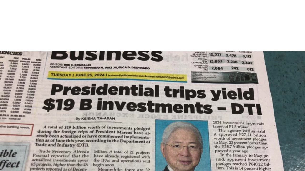 Presidential trips yield $19 B investments - DTI By KEISHA TA-ASAN