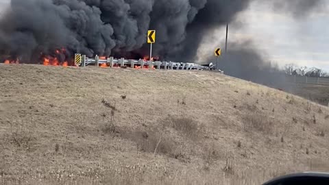 Entire Overpass Engulfed in Flames