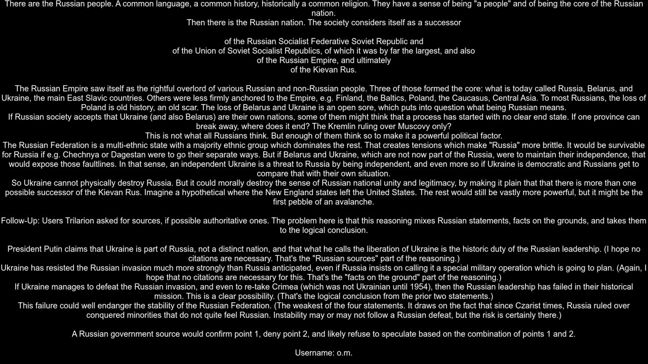 How do those who claim it envision that Ukraine would destroy Russia as a country