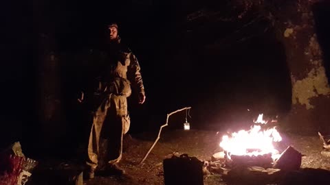 Postion test before filming. Campfire vlog