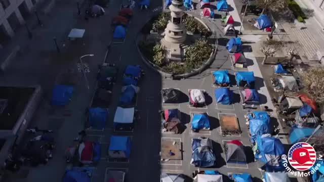 San Francisco: There is a “tent city” across from SF City Hall.