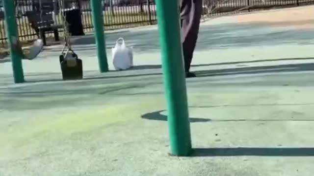 Grandpa does an impressive flip off a swing 😲