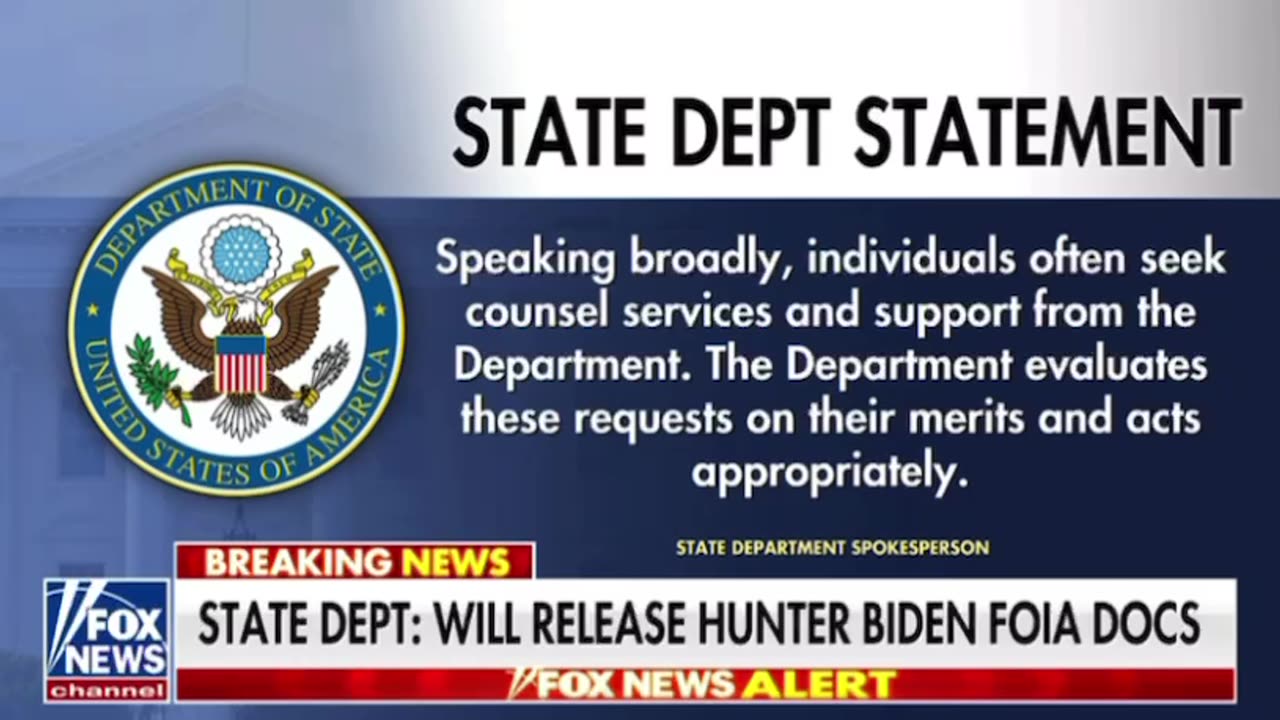 State Dept releasing [Hunter] FOIA documents | Sorry about the FOX News 🤮