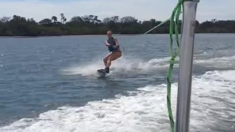 Collab copyright protection - blue wakeboard front flip fail