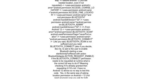 Android 12 bluetooth permissions confusion