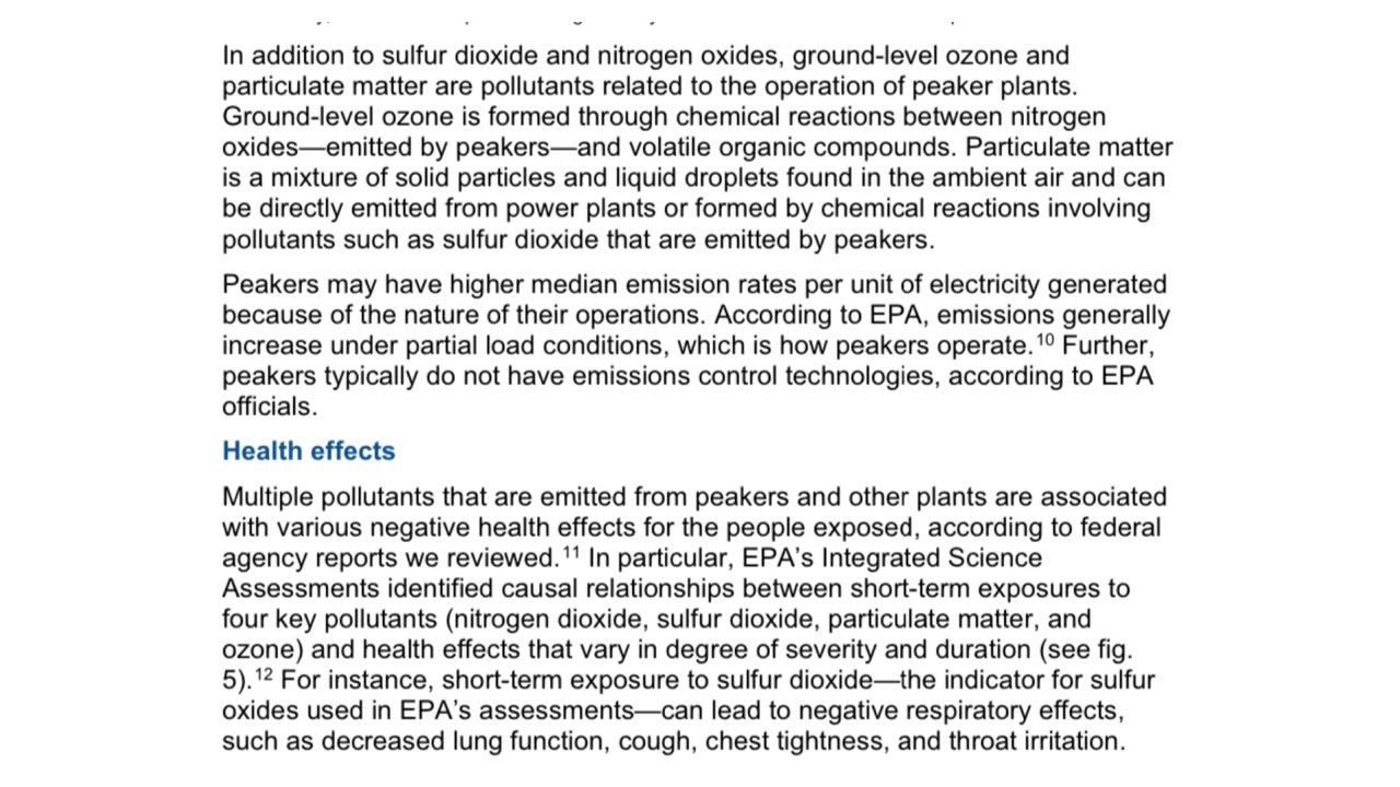 A Reading of "Electricity: Information on Peak Demand Power Plants"