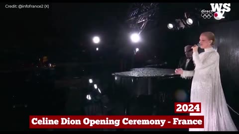 Celine Dion hits the stage from the heart of the Eiffel Tower