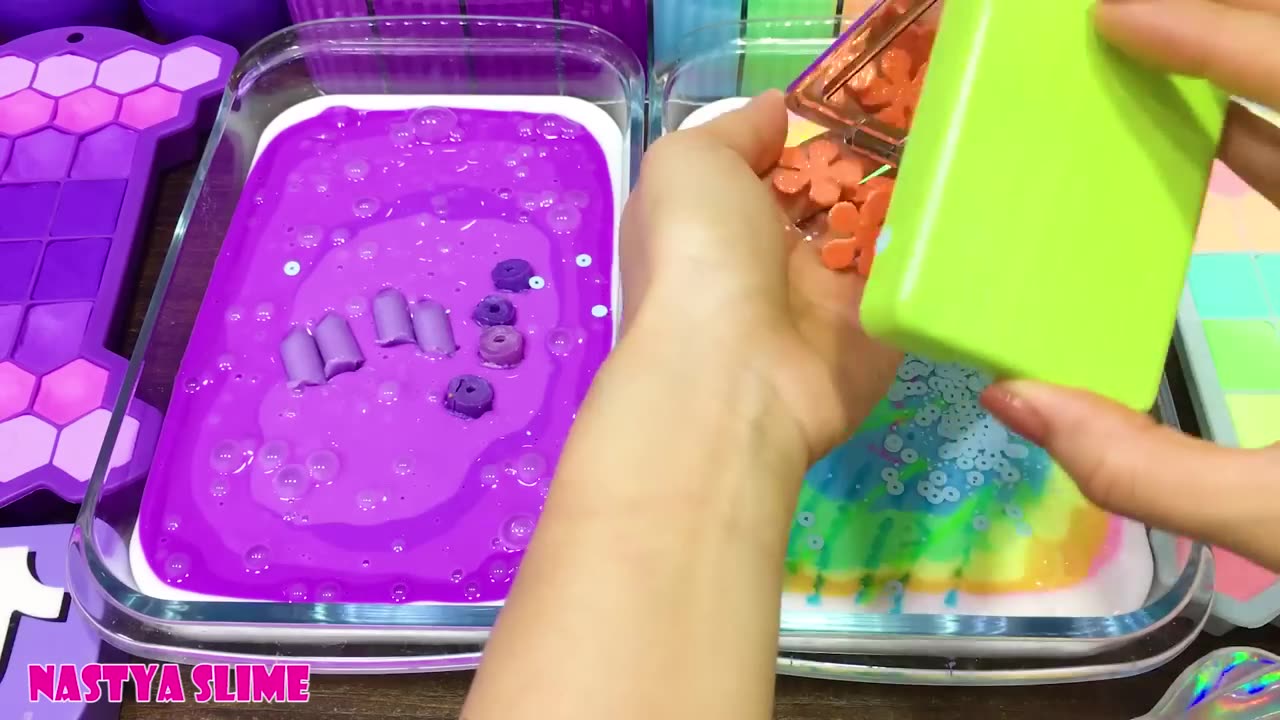 PURPLE VS PASTEL 💜 Mixing Random into GLOSSYslime❣ Satisfing Slime Video #2021