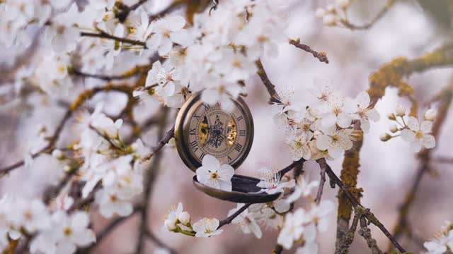 beautiful spring and clock