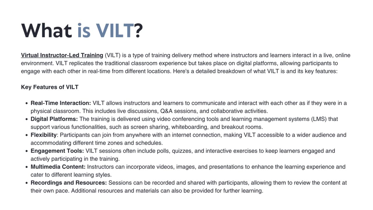 Virtual Instructor-Led Training (VILT): Revolutionizing the Learning Experience