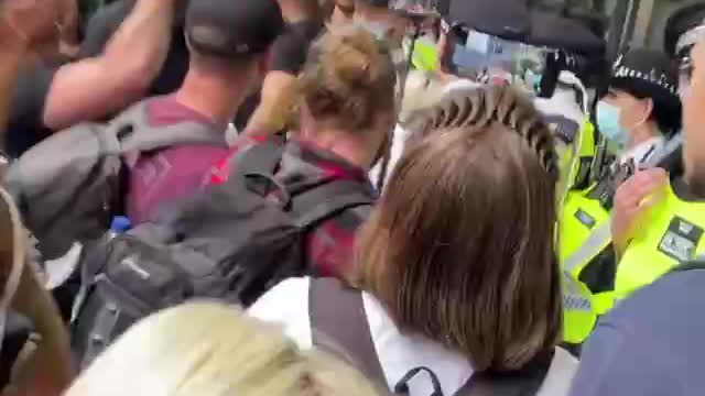 People in England Protests in front of the google branch