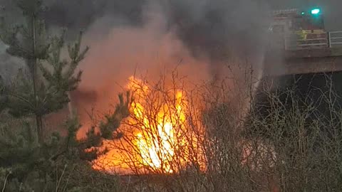 Massive Burning Truck on Motorway