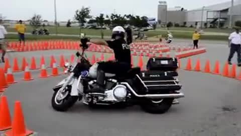 Police Officer Owns Motorcycle Skill Course