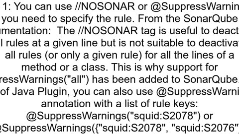 How to suppress warning for a specific method with Intellij SonarLint plugin