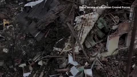 Ukrainian military releases video it says shows Okhtyrka in ruins