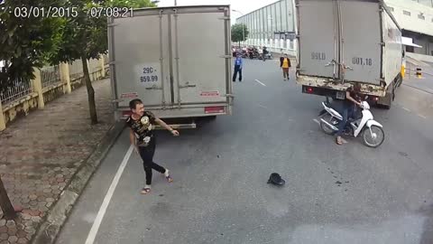 Two men driving motorcycles are dangerous