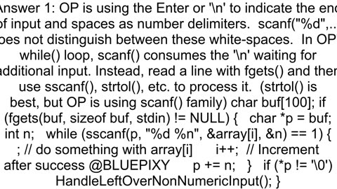 How to get integer input in an array using scanf in C