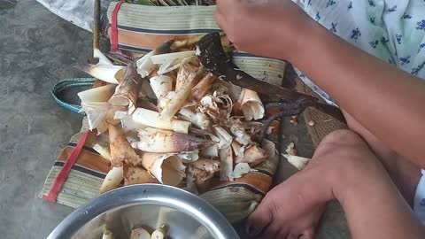 Amazing cutting bamboo shoots in village life style