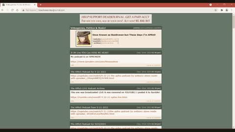 9-22-21 I Returned Home To "BoeDraven" On DeadJournal!