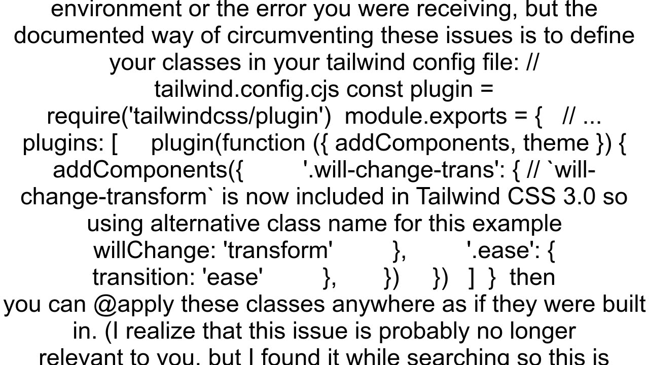 Tailwind How to make apply work for custom CSS class