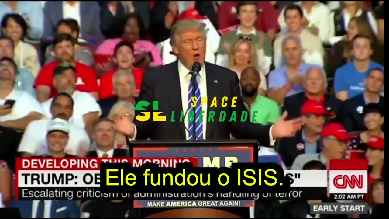 Trump acusou Barack Obama de ser o criador do Estado Islâmico (ISIS) em 2016! “Ele é o fundador do Estado Islâmico (ISIS), ele é o fundador! Eu diria que o cofundador seria a corrupta Hillary Clinton”