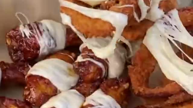 Delicious chicken nuggets wrapped in cheese