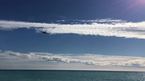 Nice (France) Jan 2019 airplane approaching for landing