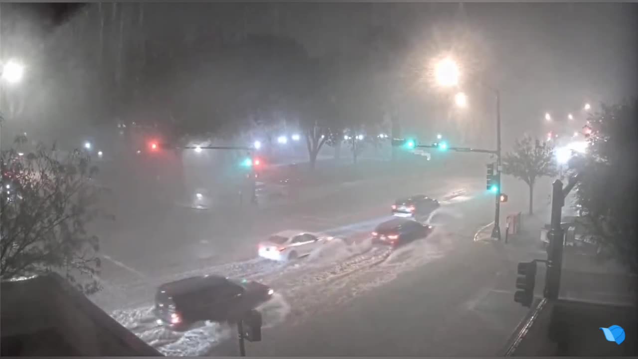 Flash Flood Emergency in Roswell, New Mexico, with water flooding the streets.