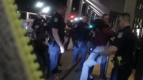 One guy tries to fight half of Sac PD and security