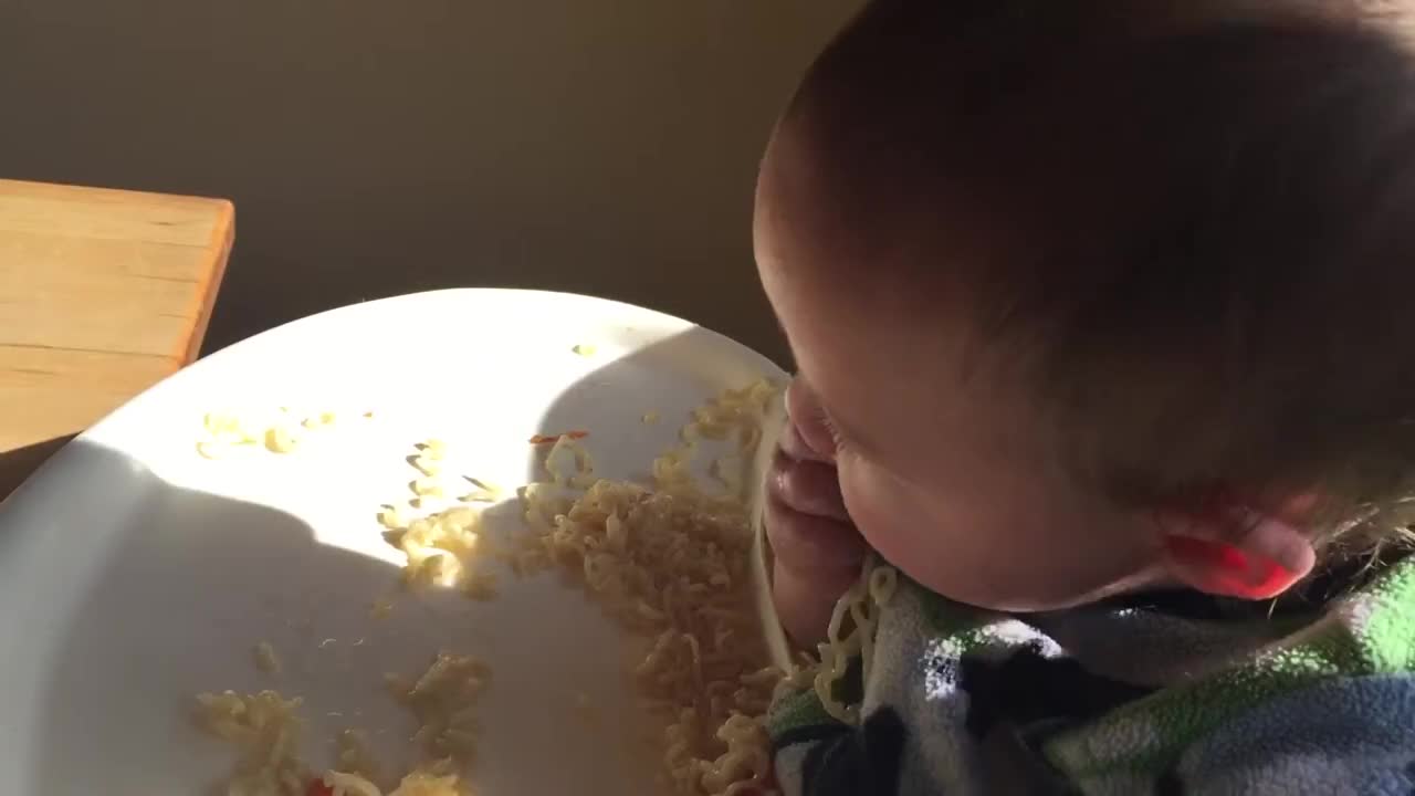 baby eating noodles 😋 Win $1000 Visa Gift Card 🤑 clicking on the link in the description