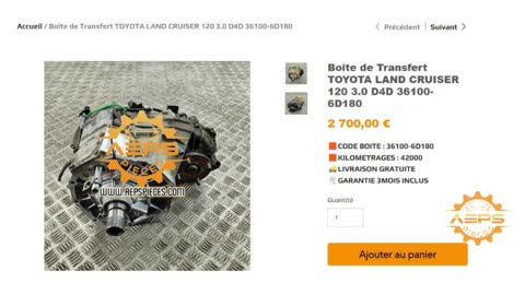 AEPSPIECES.COM - Boîte de Transfert TOYOTA LAND CRUISER 120 3.0 D4D 36100-6D180