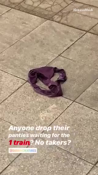 Pair of purple underwear panties on subway station floor