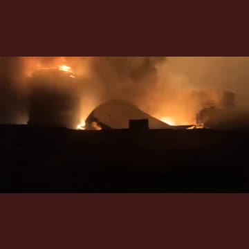 Oil refinery is set a blaze by the on going war