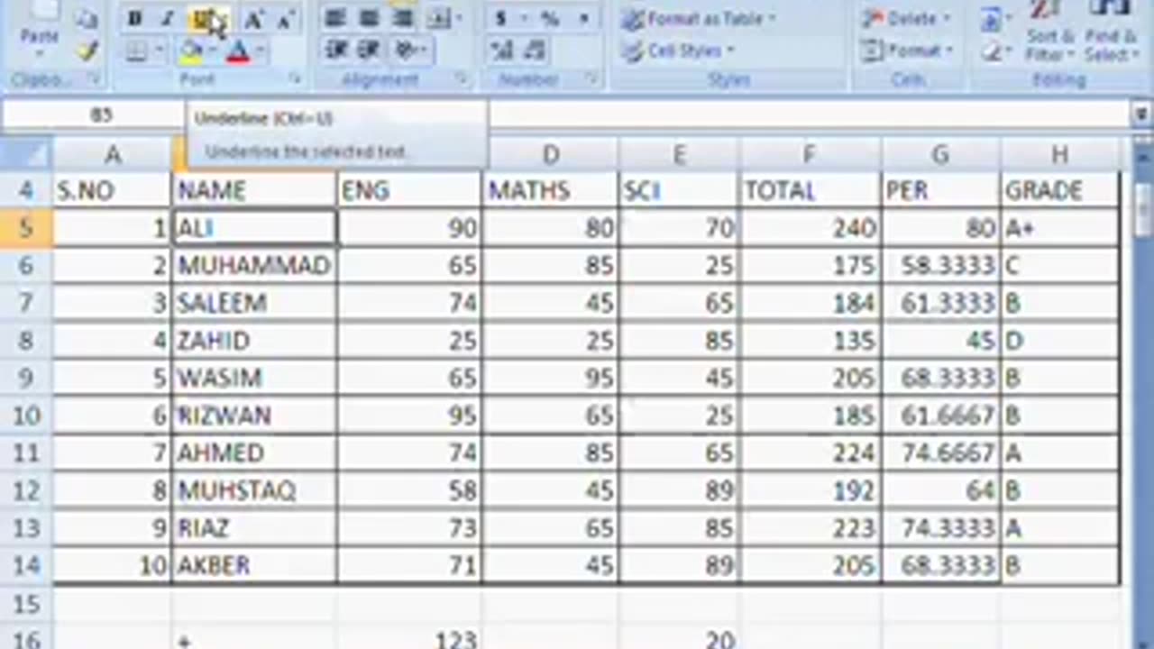 Ms. Excel Learning Tutorial - IX (Hindi and URDU)