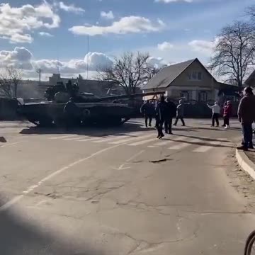Bakhmach, Ukraine People throw themselves under the Russian tanks to prevent them from moving