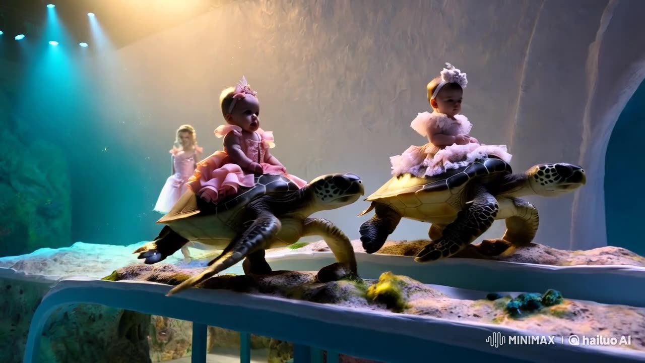 3D Babies Riding Sea Turtles in Fashion Show | Stunning Costumes | 5-Second Short