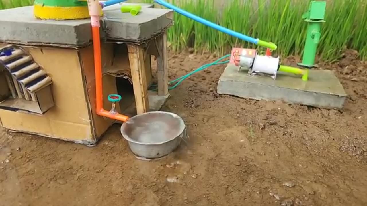 Diy boom concrete machine | Construction mini house | Installing water tank | Science project