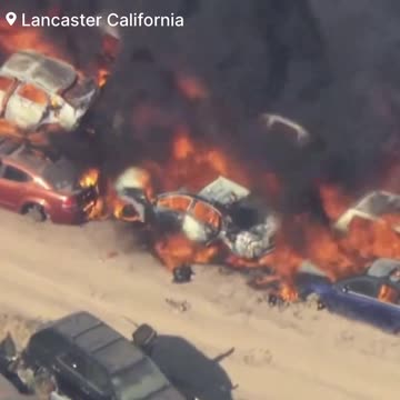 Fire at junkyard in Lancaster, California,