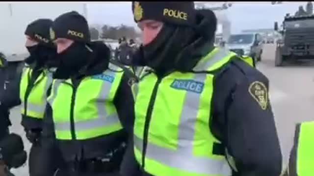 Police move in to remover protester from Ambassador Bridge Windsor Ontario